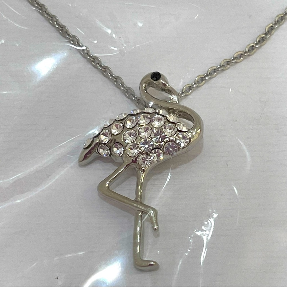 Flamingo Rhinestone Necklace. NWT.